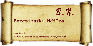 Bercsinszky Nóra névjegykártya